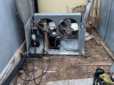 Removed the old condensing unit from the system