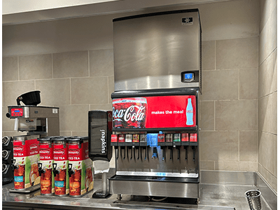 Reinstalled ice machine on top of new soda dispenser